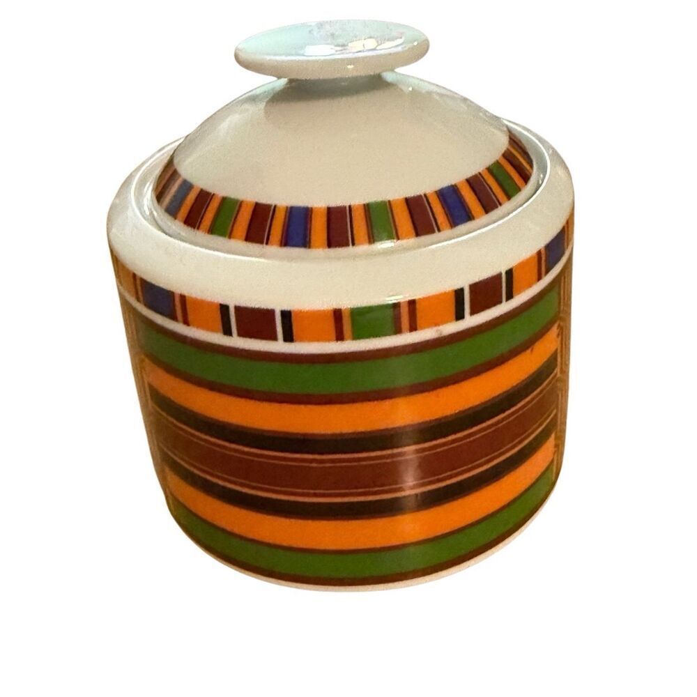 Royal Porcelain made for Struggleman Inc Aztec Stripe Sugar Bowl with Lid